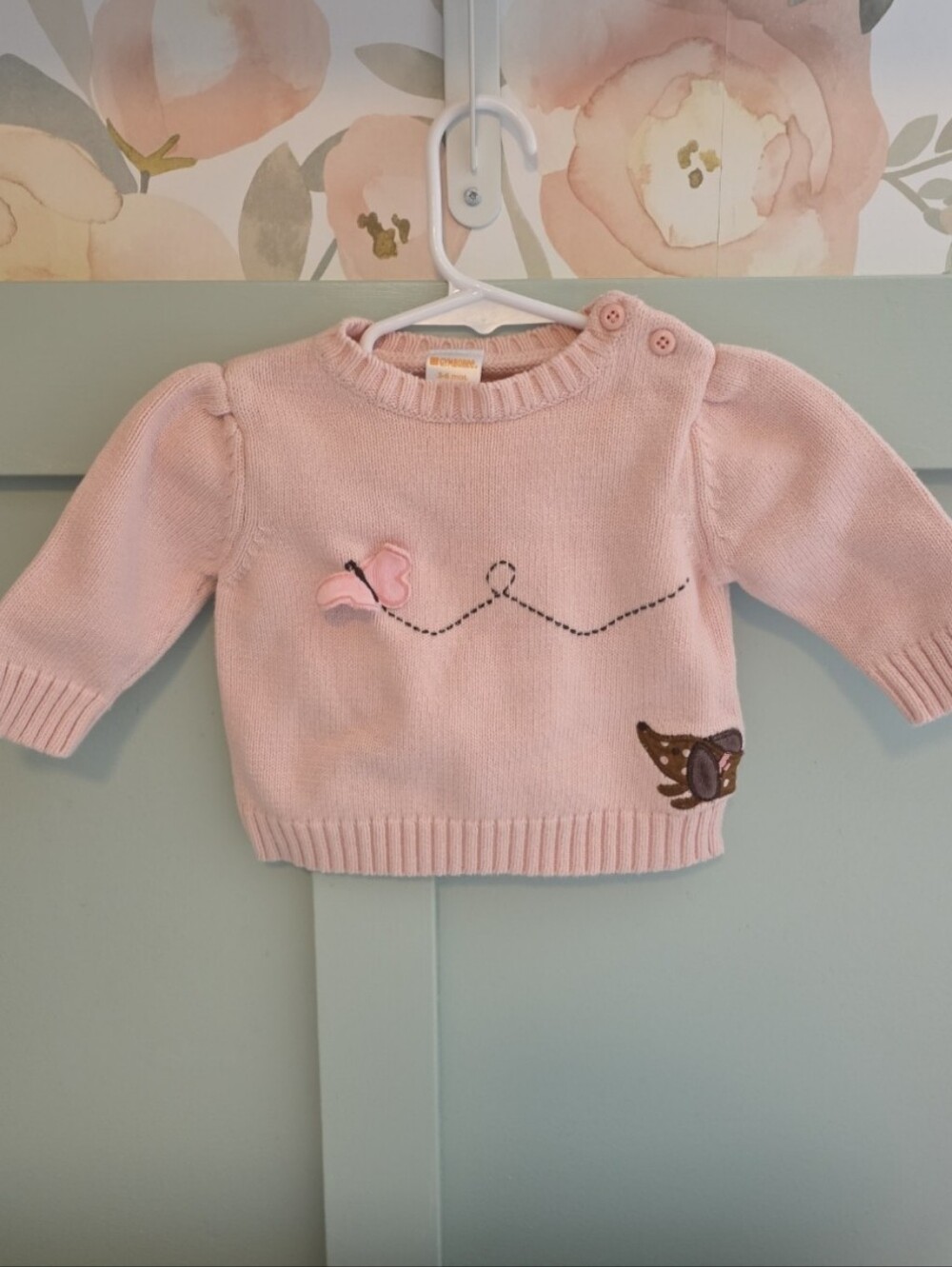 Vintage 3-6 Gymboree Outlet Teenie Puppy Pink Knit Sweater with Butterfly